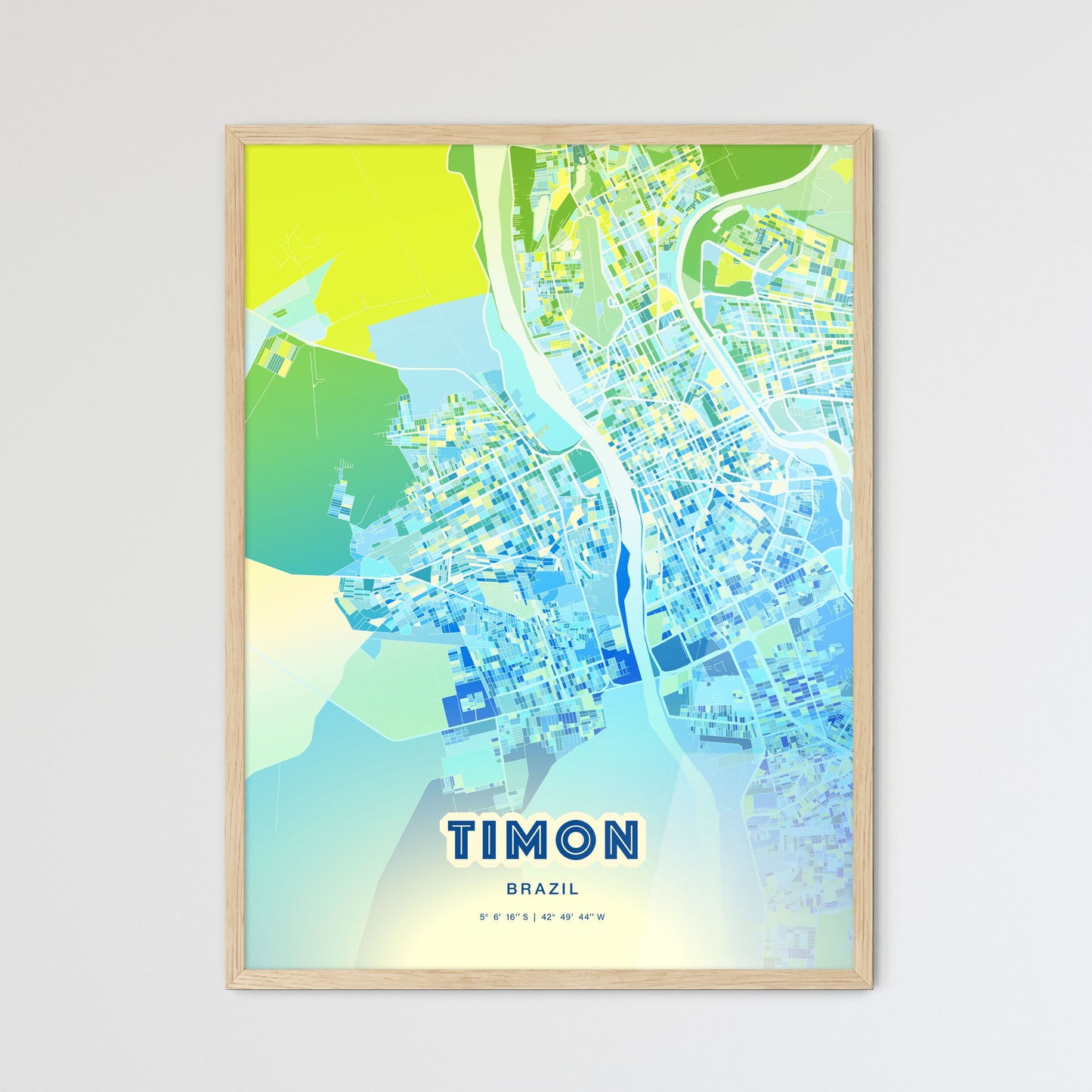 Colorful TIMON BRAZIL Fine Art Map Cool Blue