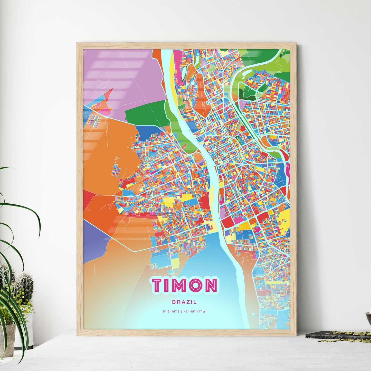 Colorful TIMON BRAZIL Fine Art Map Crazy Colors