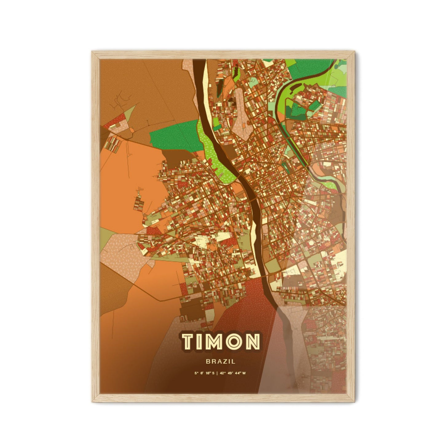 Colorful TIMON BRAZIL Fine Art Map Farmhouse