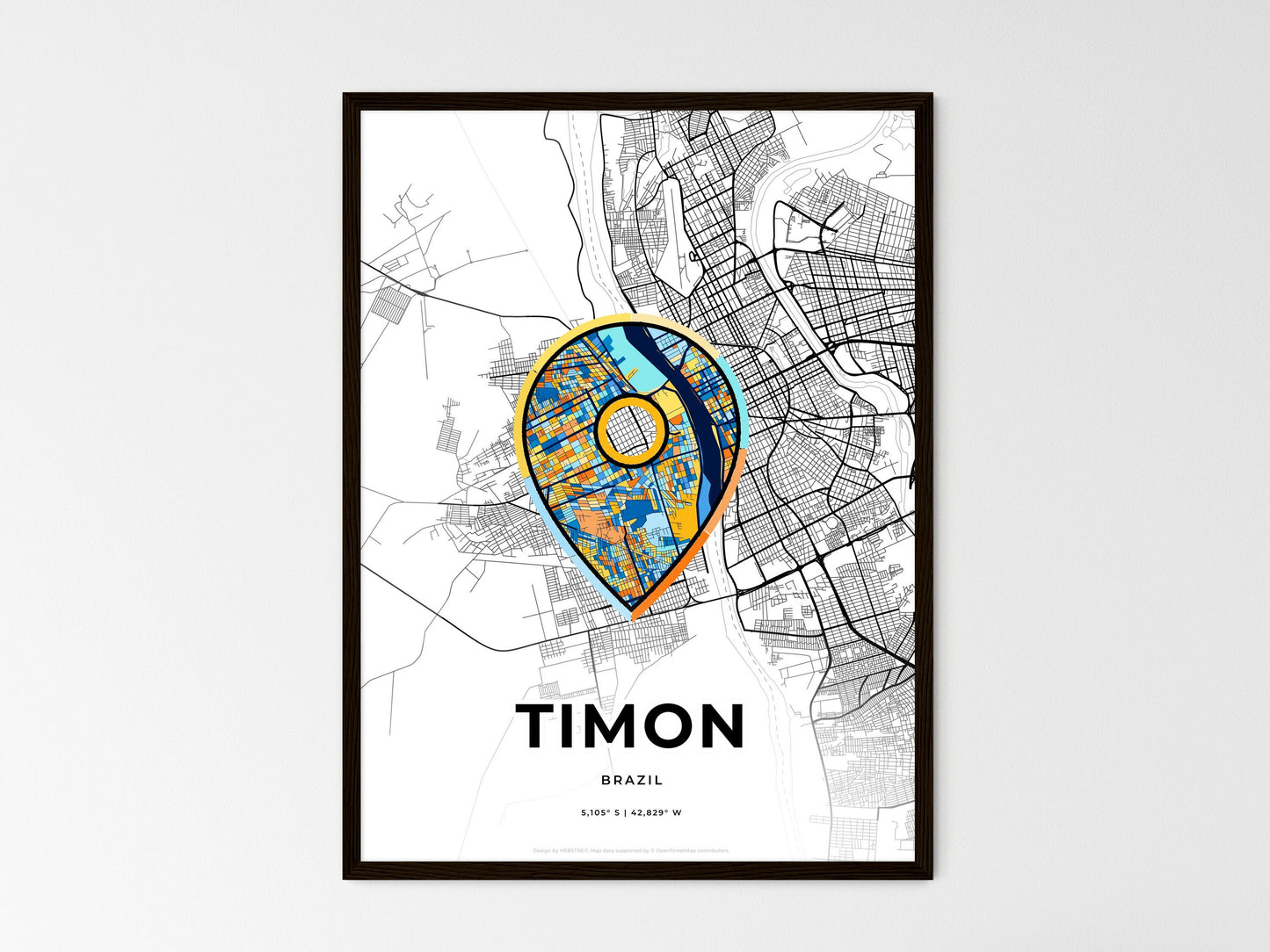 Timon Brazil wedding art map with pointer icon