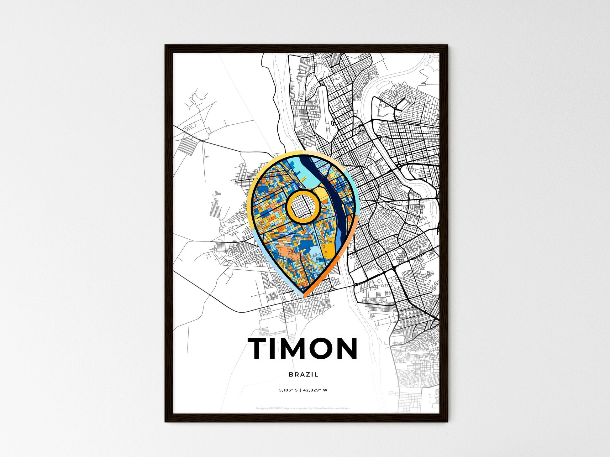 Timon Brazil wedding art map with pointer icon