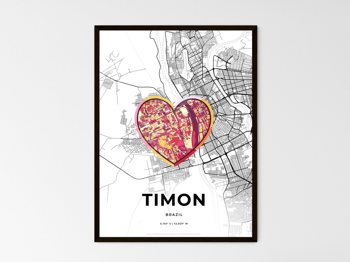 Timon Brazil wedding art map with heart icon