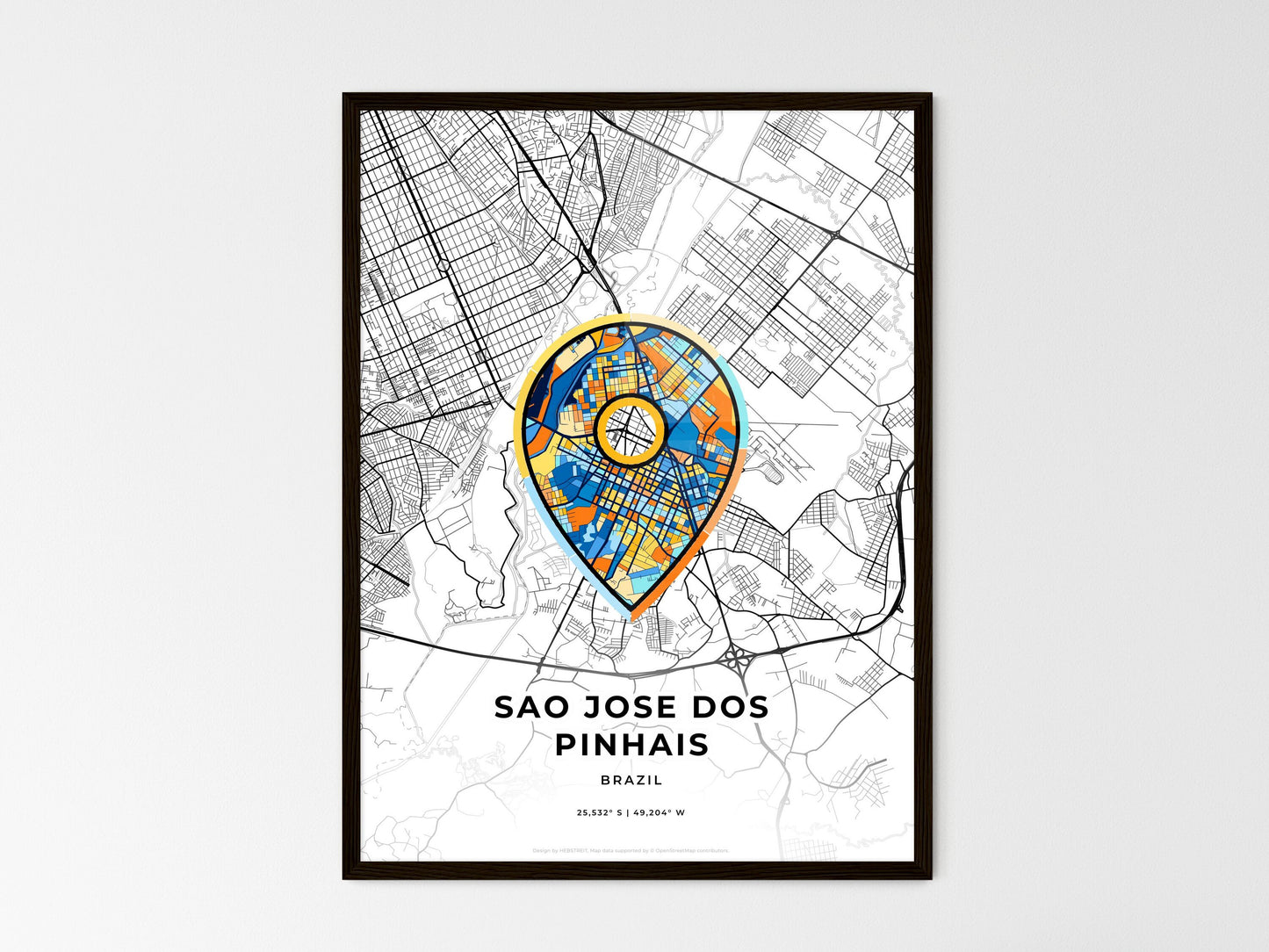 SAO JOSE DOS PINHAIS BRAZIL minimal art map with a colorful icon. Style 1