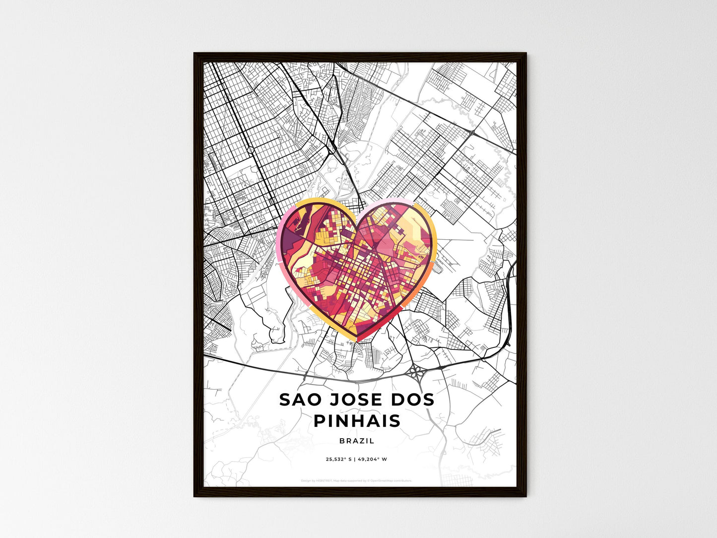SAO JOSE DOS PINHAIS BRAZIL minimal art map with a colorful icon. Style 2