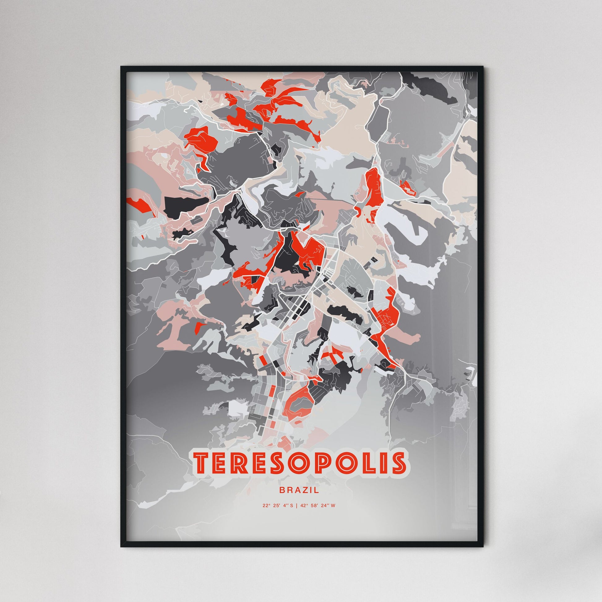 Colorful TERESOPOLIS BRAZIL Fine Art Map Modern