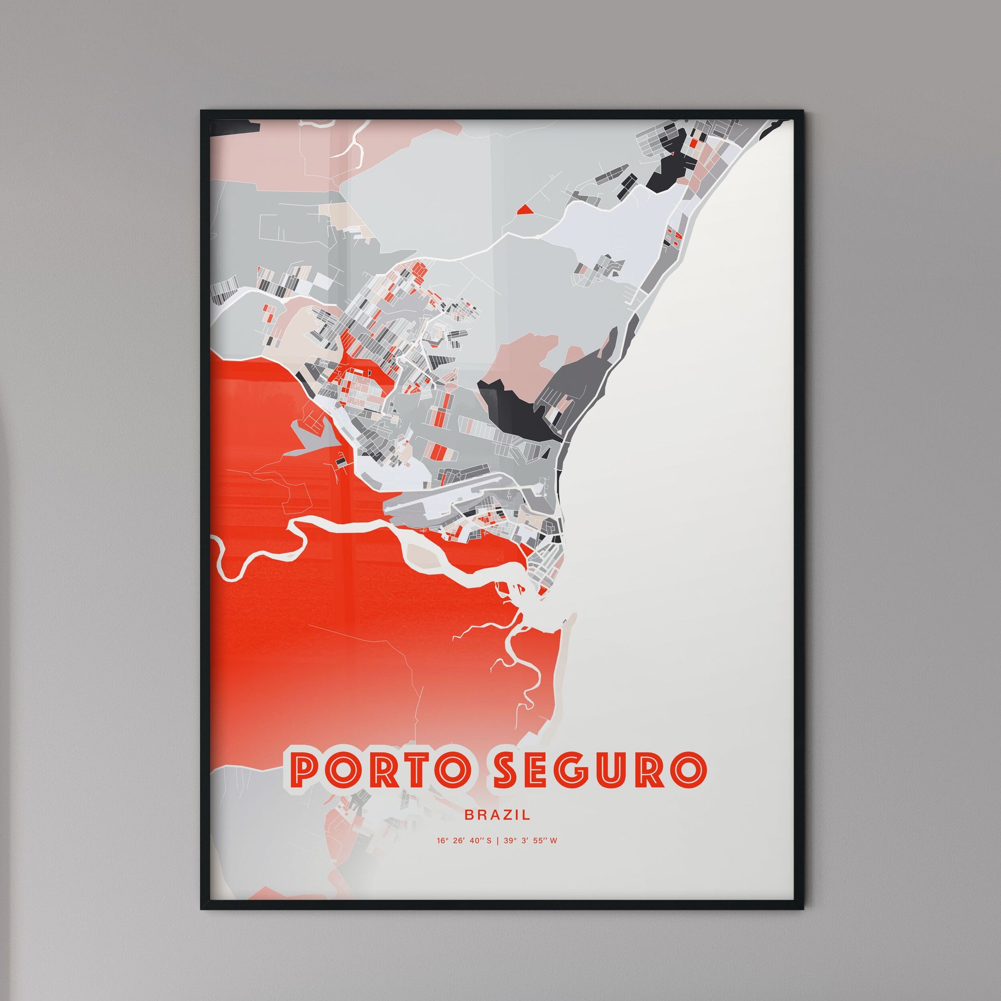 Colorful PORTO SEGURO BRAZIL Fine Art Map Modern