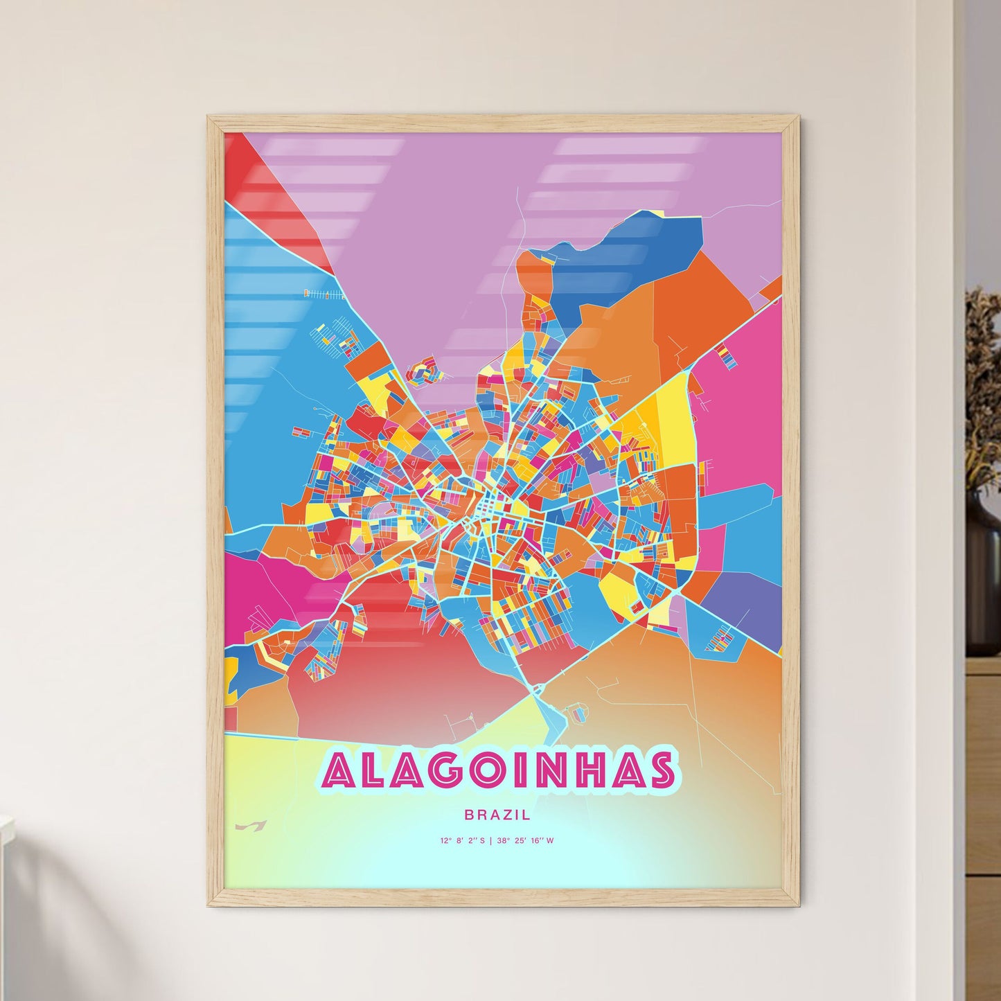 Colorful ALAGOINHAS BRAZIL Fine Art Map Crazy Colors