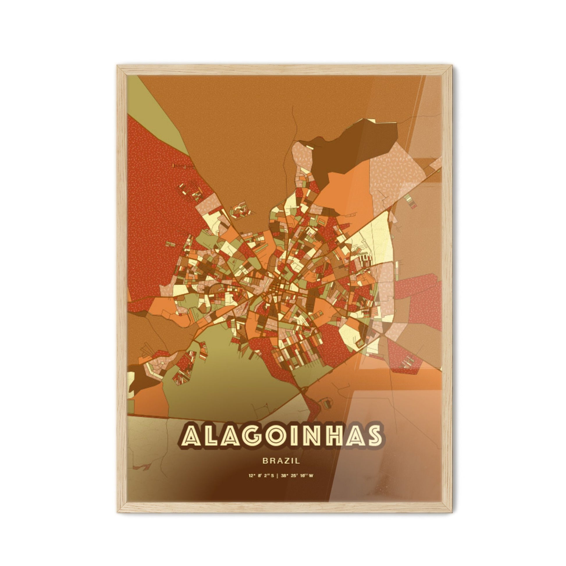 Colorful ALAGOINHAS BRAZIL Fine Art Map Farmhouse