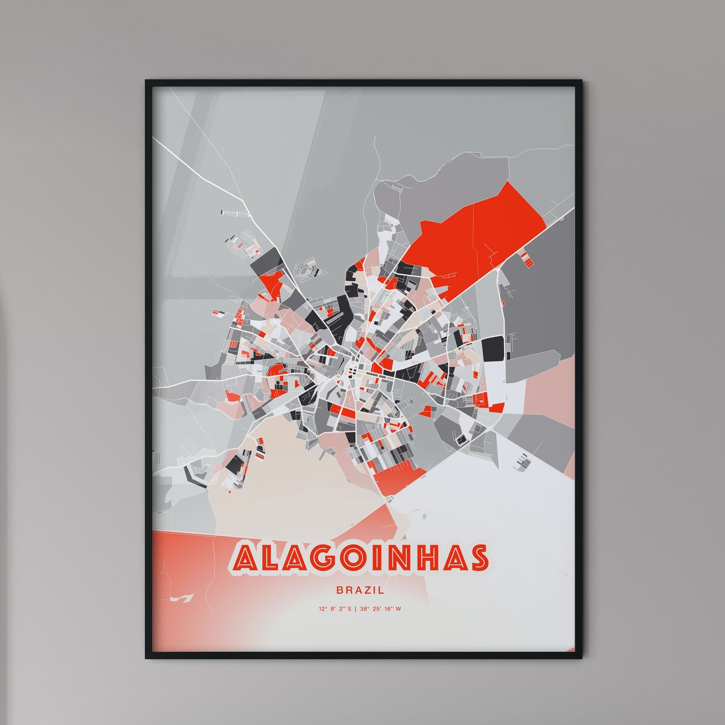 Colorful ALAGOINHAS BRAZIL Fine Art Map Modern