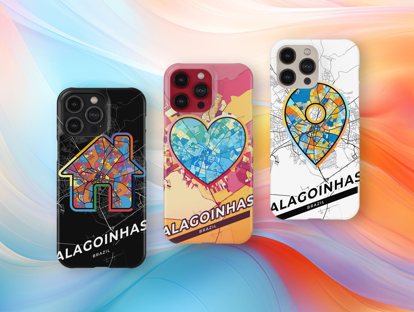 Alagoinhas Brazil slim phone case with colorful icon. Birthday, wedding or housewarming gift. Couple match cases.