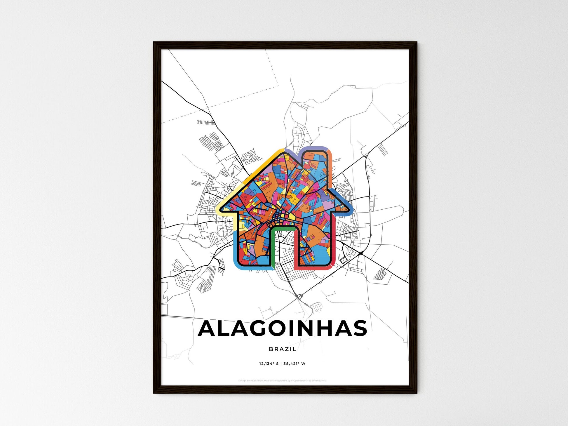 Alagoinhas Brazil wedding art map with home icon