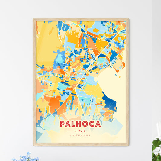 Colorful PALHOCA BRAZIL Fine Art Map Blue Orange