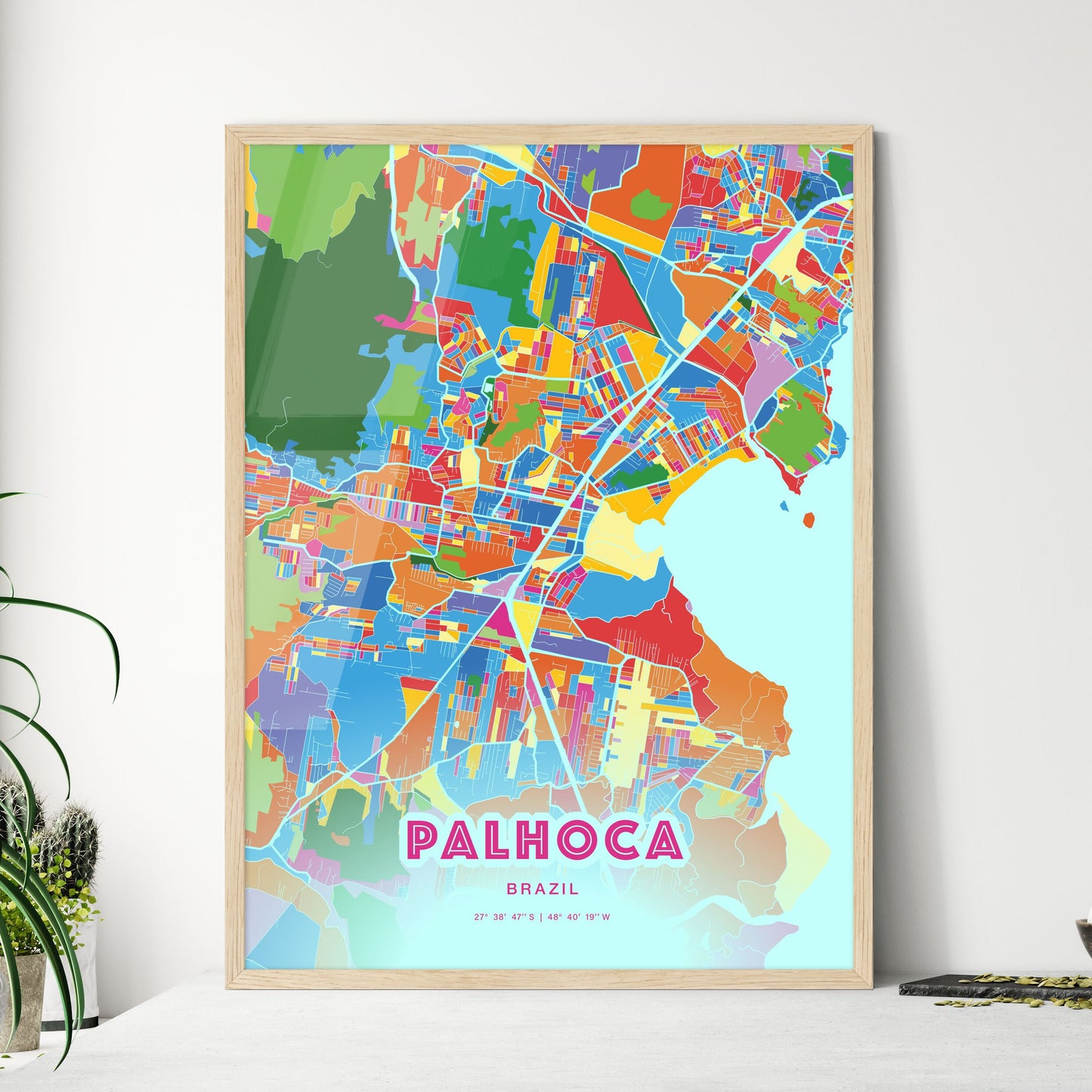 Colorful PALHOCA BRAZIL Fine Art Map Crazy Colors