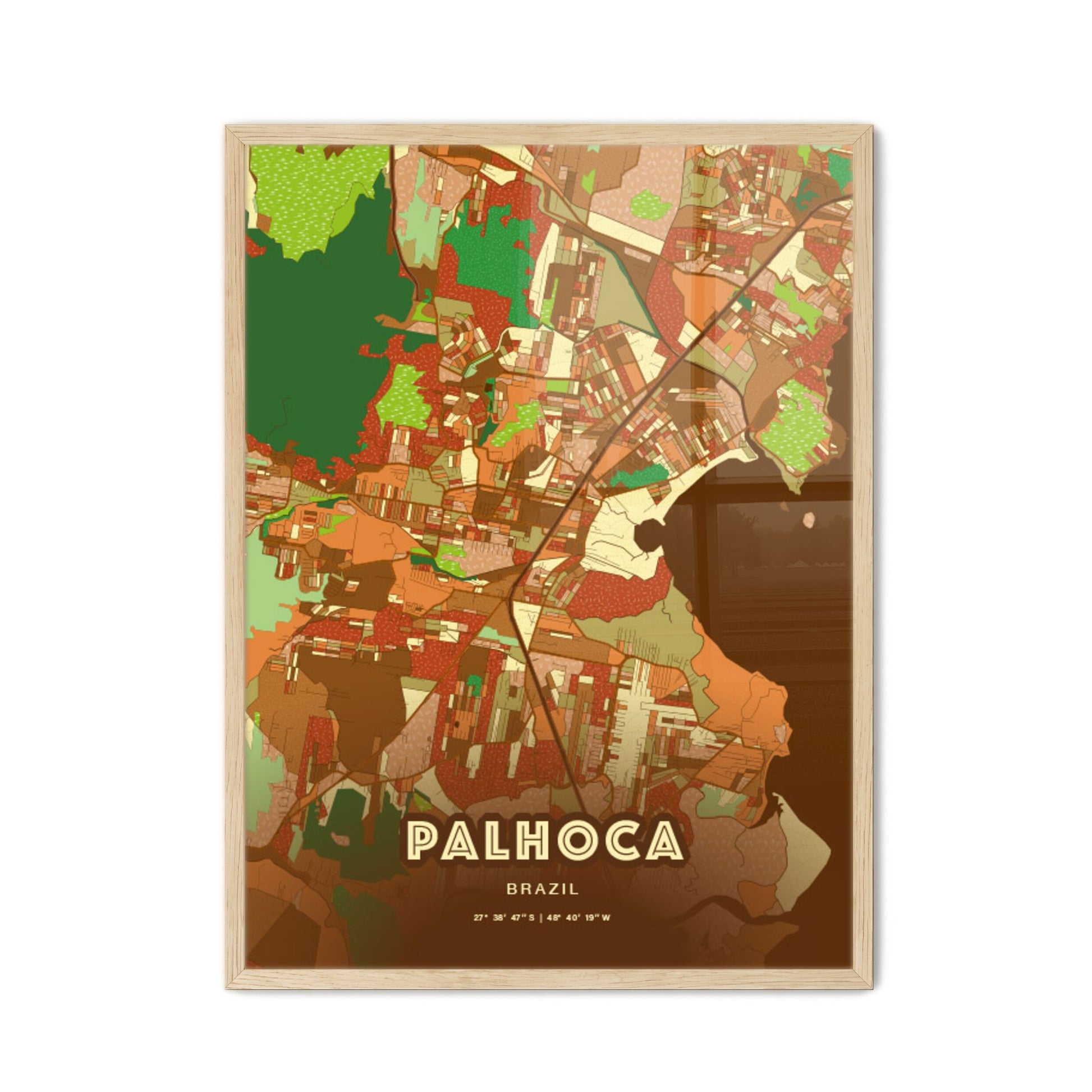 Colorful PALHOCA BRAZIL Fine Art Map Farmhouse