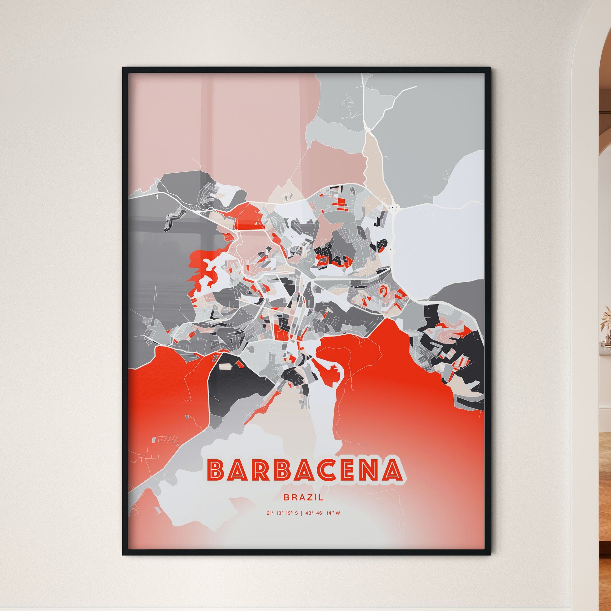 Colorful BARBACENA BRAZIL Fine Art Map Modern