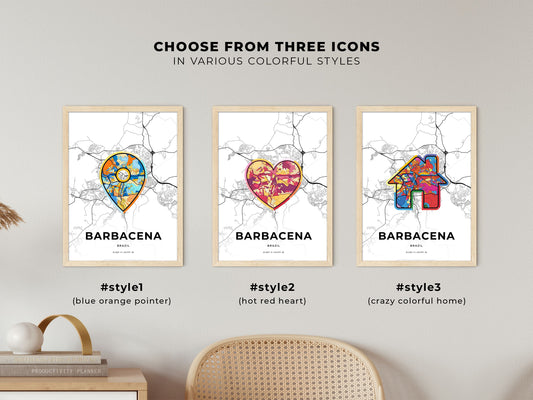 Barbacena Brazil maps with colorful icons