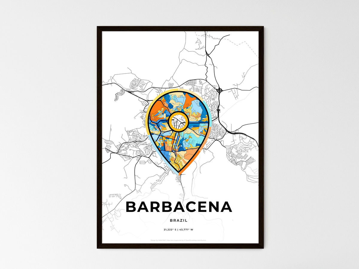 Barbacena Brazil wedding art map with pointer icon