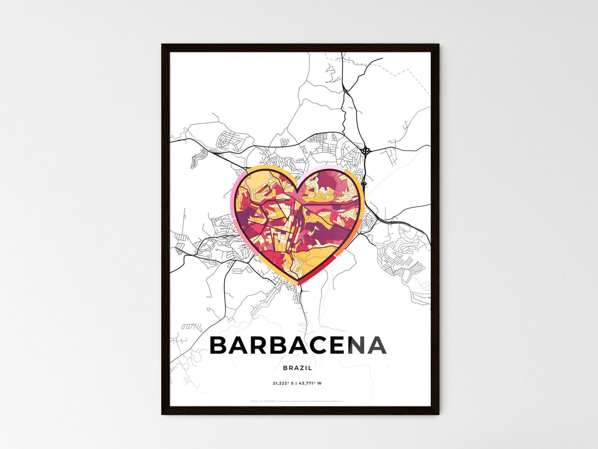 Barbacena Brazil wedding art map with heart icon