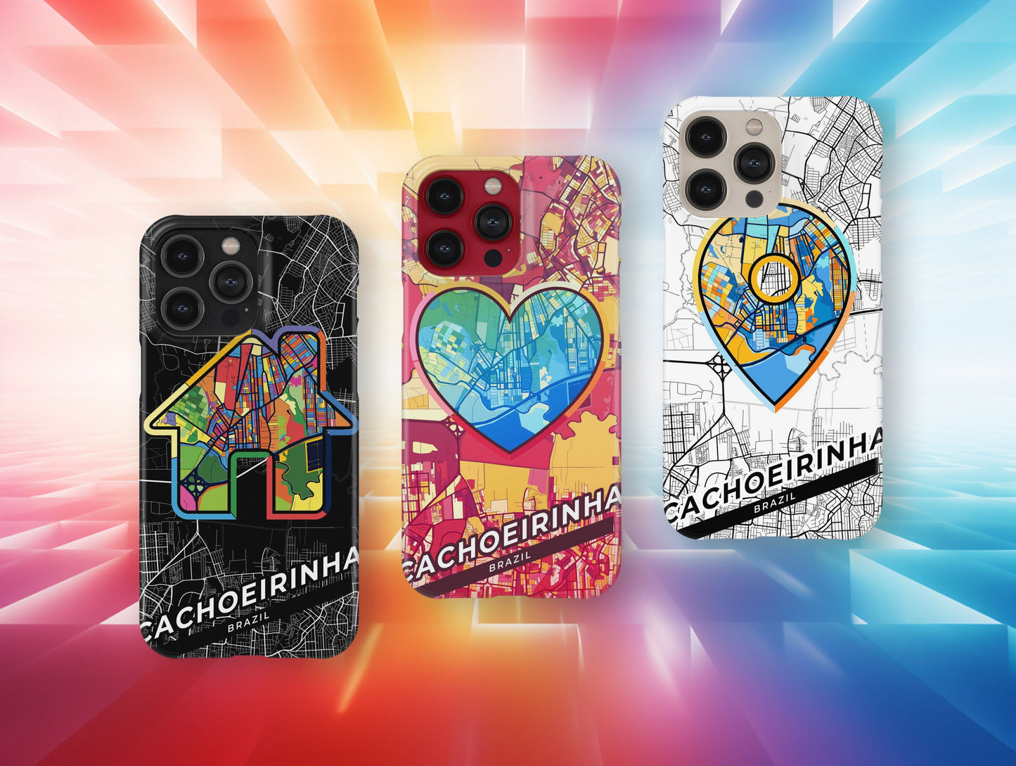Cachoeirinha Brazil slim phone case with colorful icon. Birthday, wedding or housewarming gift. Couple match cases.