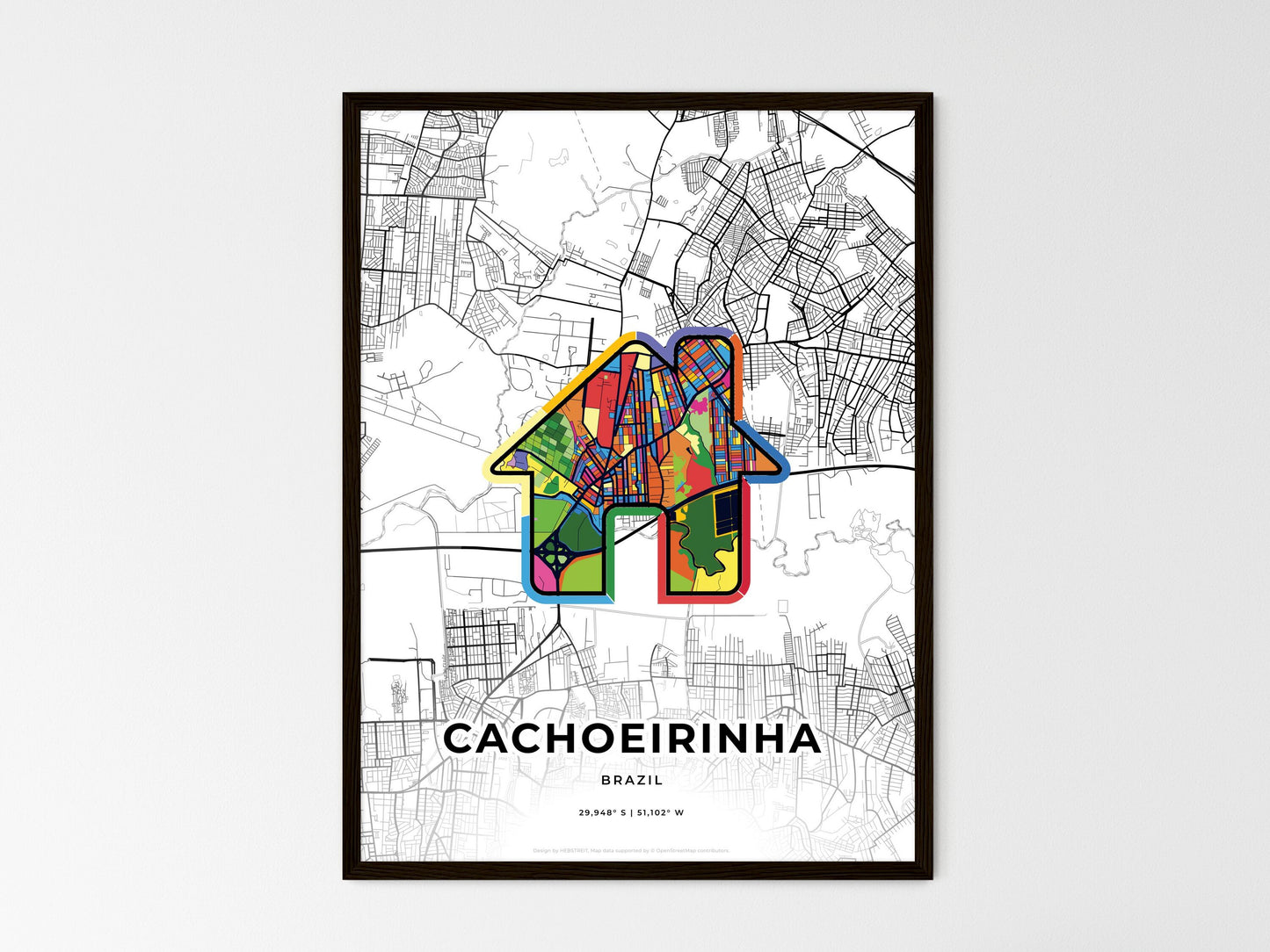 Cachoeirinha Brazil wedding art map with home icon