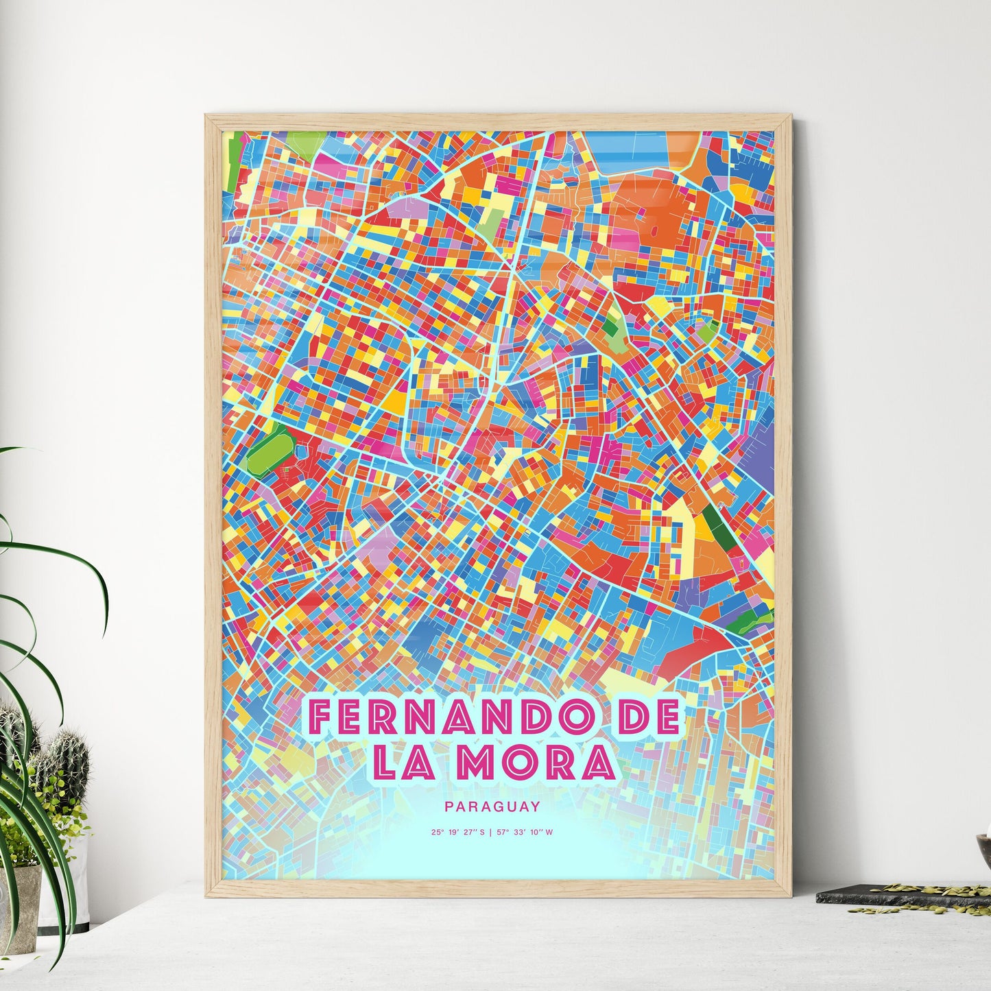 Colorful FERNANDO DE LA MORA PARAGUAY Fine Art Map Crazy Colors