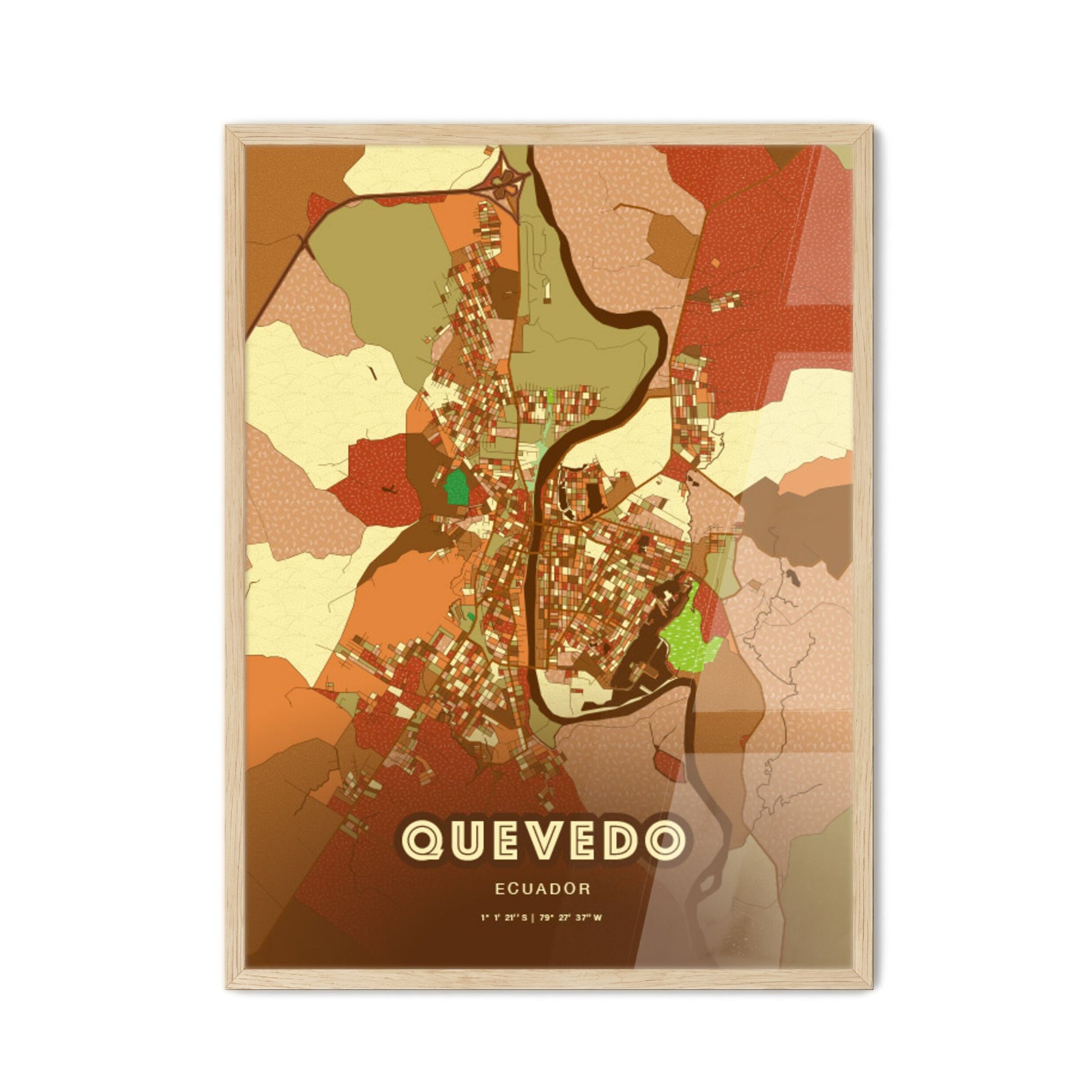 Colorful QUEVEDO ECUADOR Fine Art Map Farmhouse