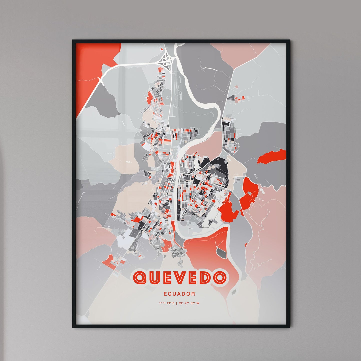 Colorful QUEVEDO ECUADOR Fine Art Map Modern