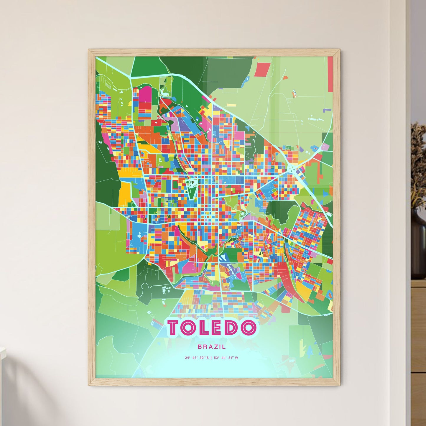 Colorful TOLEDO BRAZIL Fine Art Map Crazy Colors