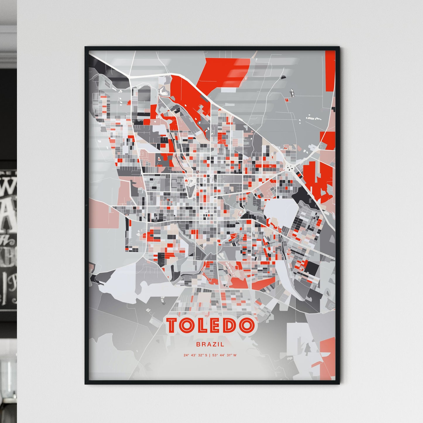 Colorful TOLEDO BRAZIL Fine Art Map Modern