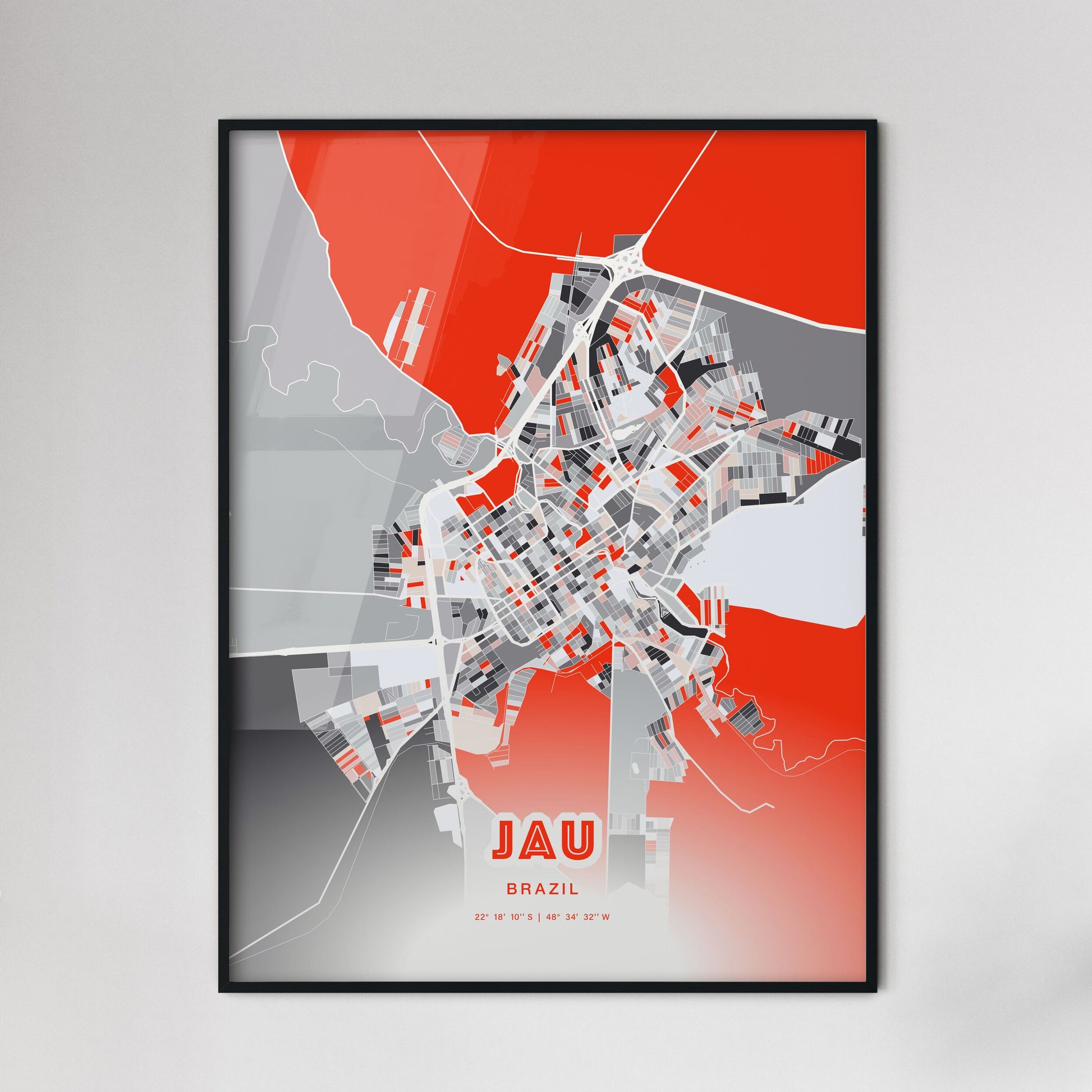 Colorful JAU BRAZIL Fine Art Map Modern