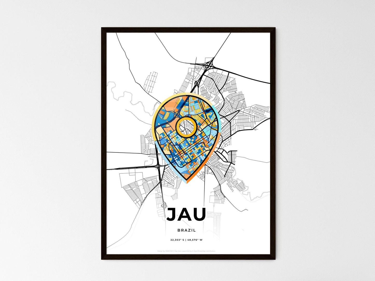 Jau Brazil wedding art map with pointer icon