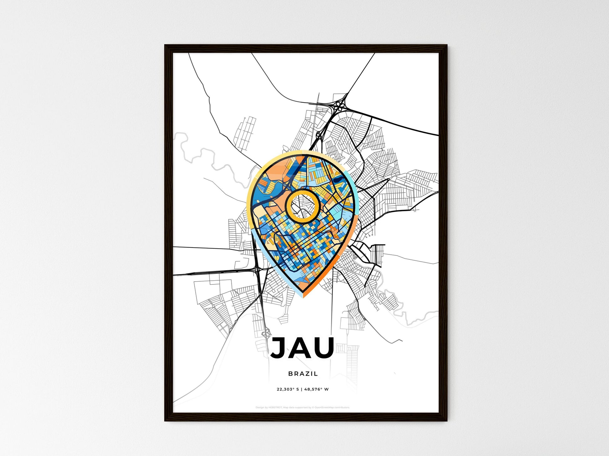 Jau Brazil wedding art map with pointer icon
