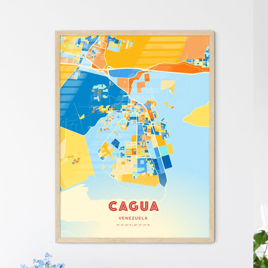 Colorful CAGUA VENEZUELA Fine Art Map Blue Orange