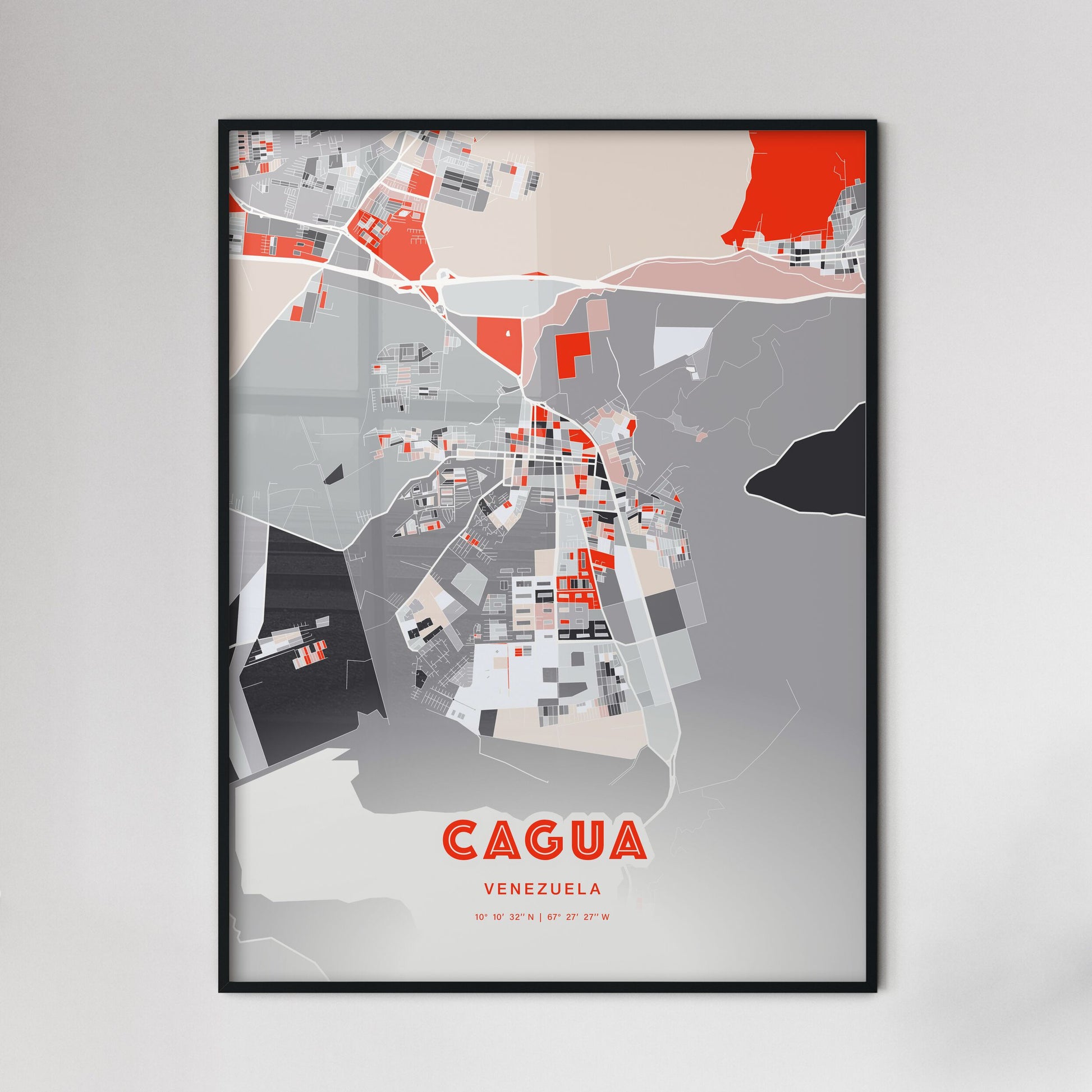 Colorful CAGUA VENEZUELA Fine Art Map Modern