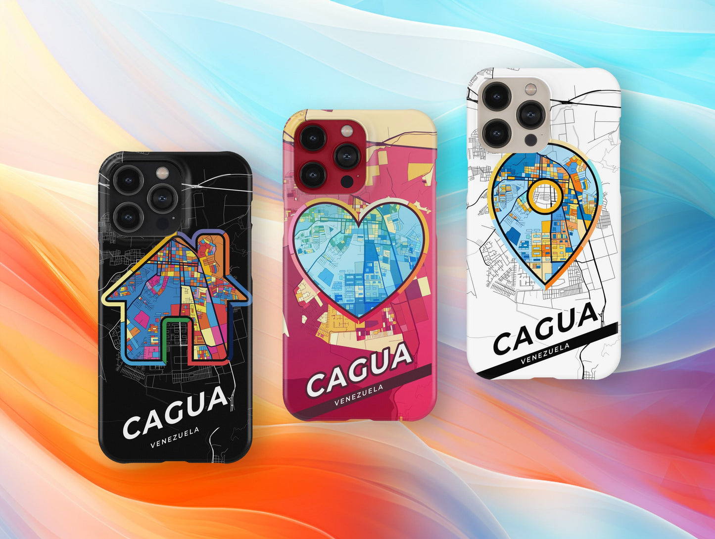 Cagua Venezuela slim phone case with colorful icon. Birthday, wedding or housewarming gift. Couple match cases.