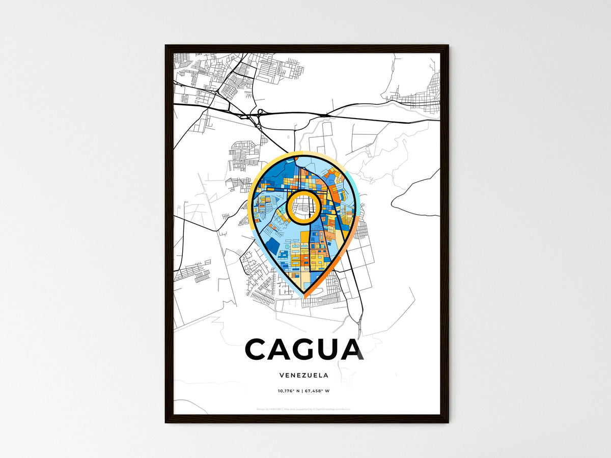 Cagua Venezuela wedding art map with pointer icon