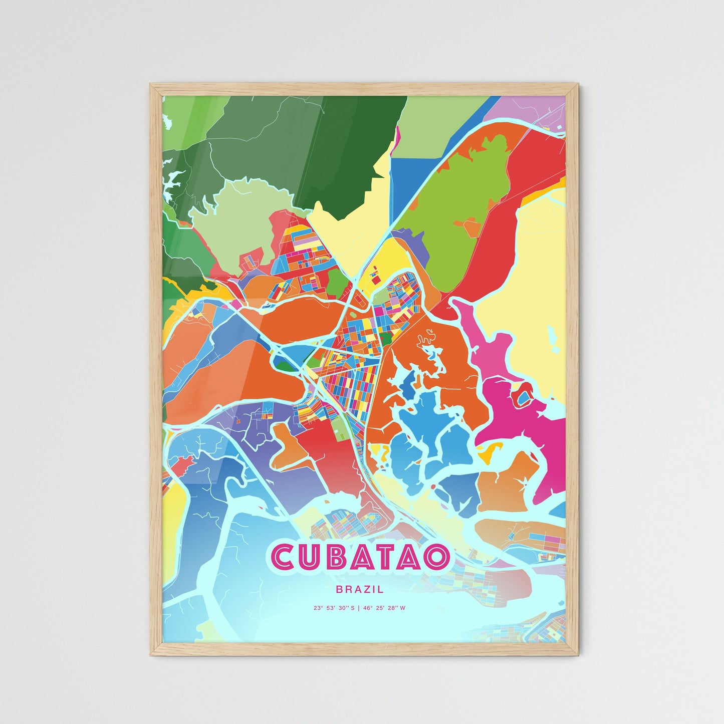 Colorful CUBATAO BRAZIL Fine Art Map Crazy Colors