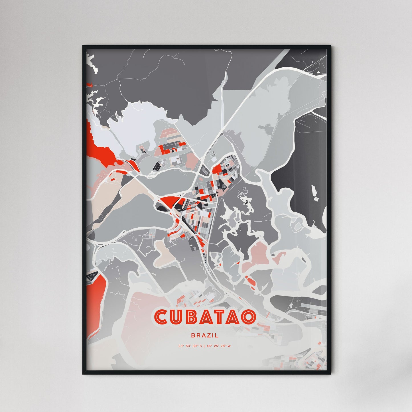 Colorful CUBATAO BRAZIL Fine Art Map Modern