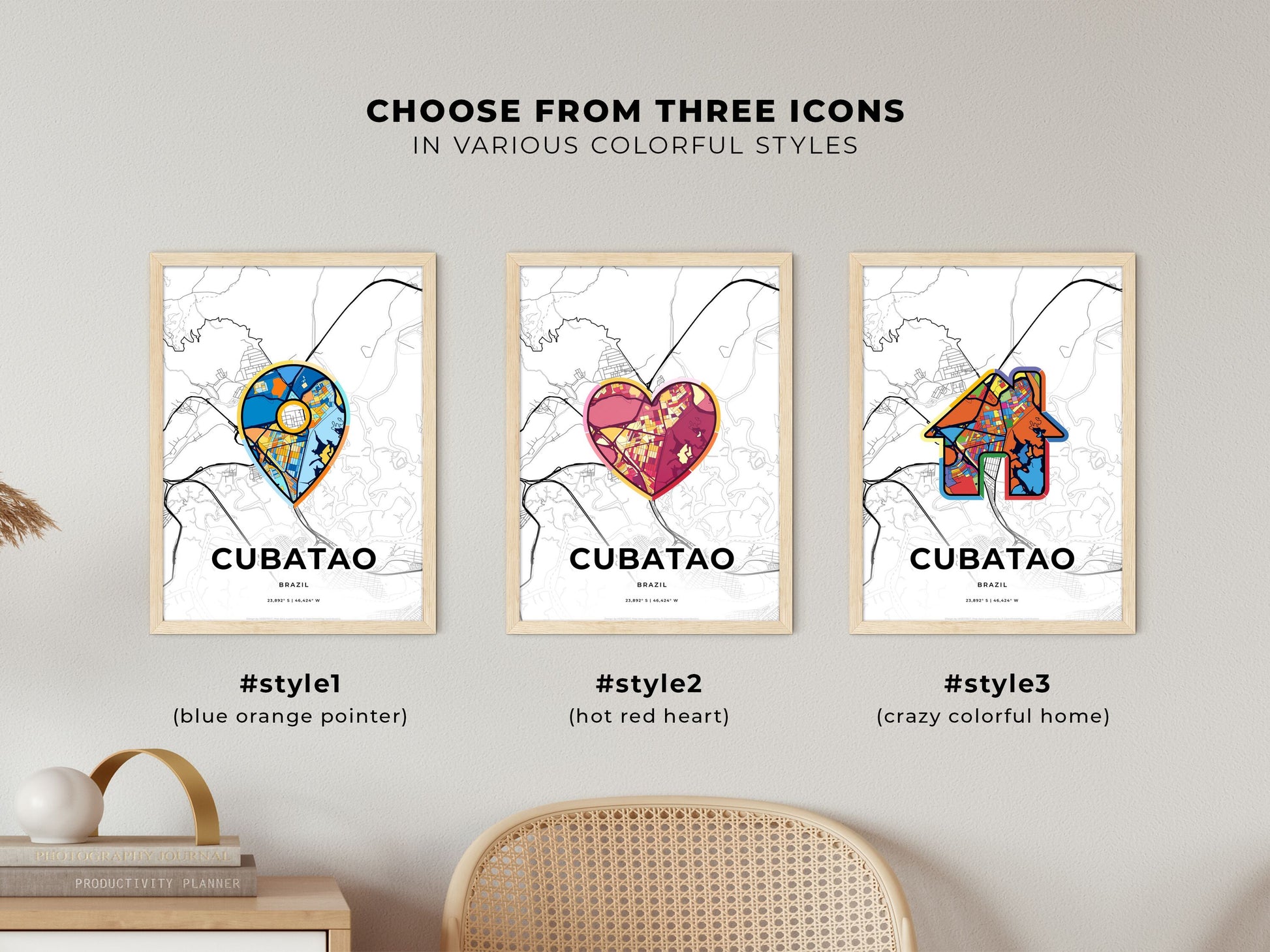 Cubatao Brazil maps with colorful icons
