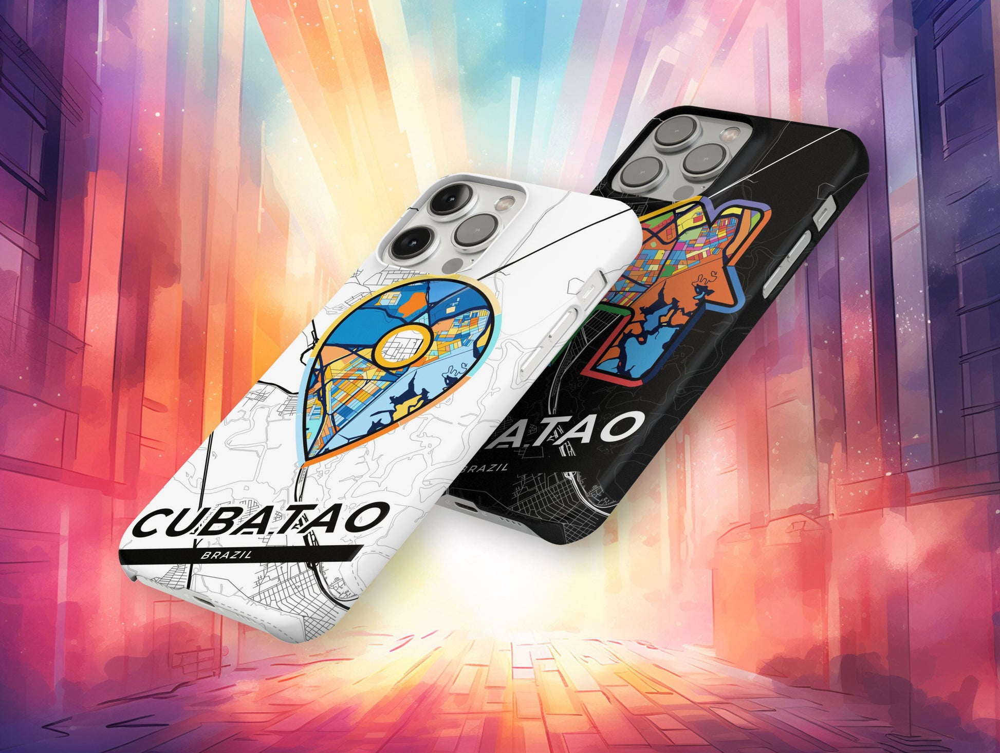 Cubatao Brazil slim phone case with colorful icon. Birthday, wedding or housewarming gift. Couple match cases.