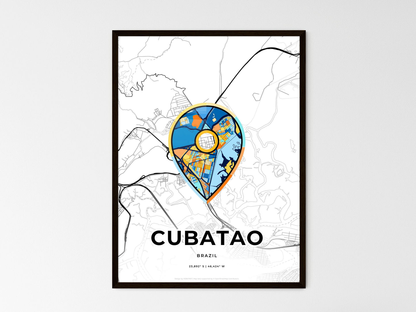 Cubatao Brazil wedding art map with pointer icon