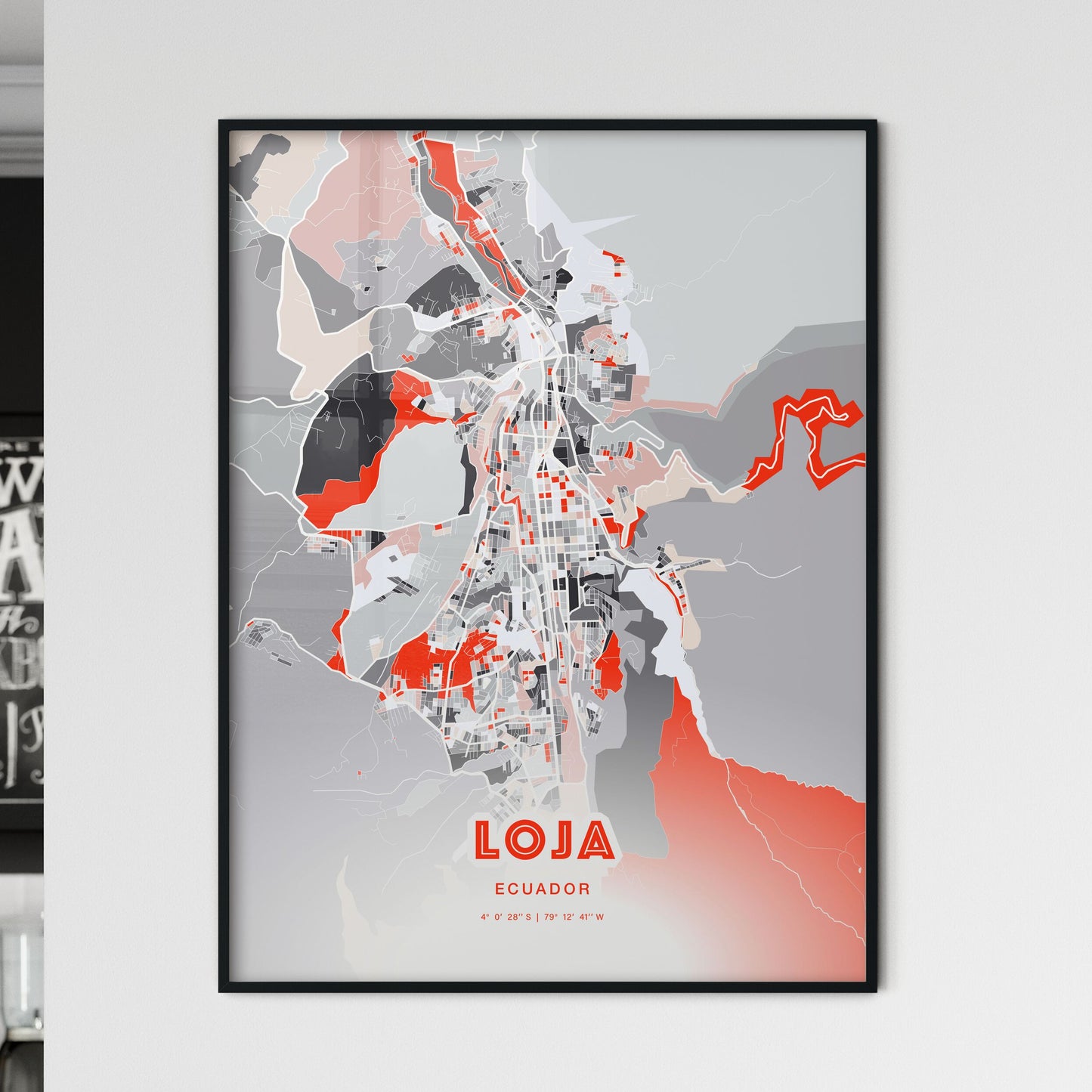 Colorful LOJA ECUADOR Fine Art Map Modern