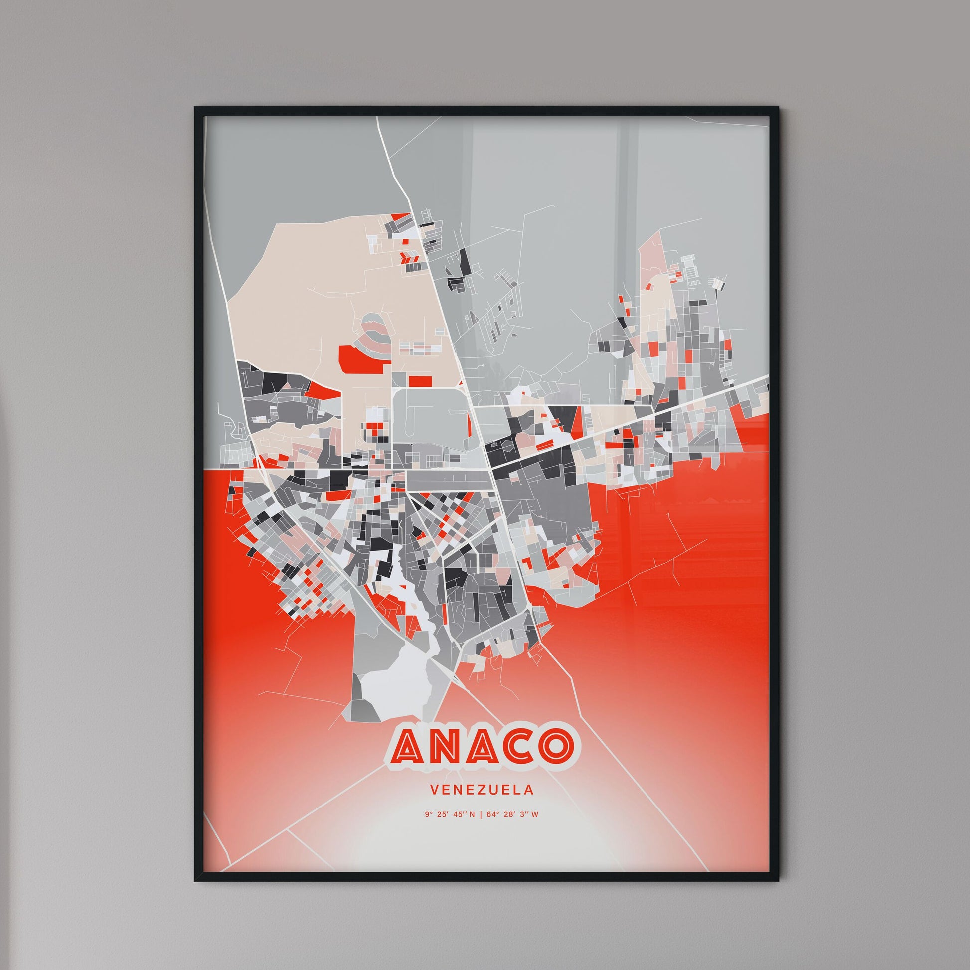 Colorful ANACO VENEZUELA Fine Art Map Modern