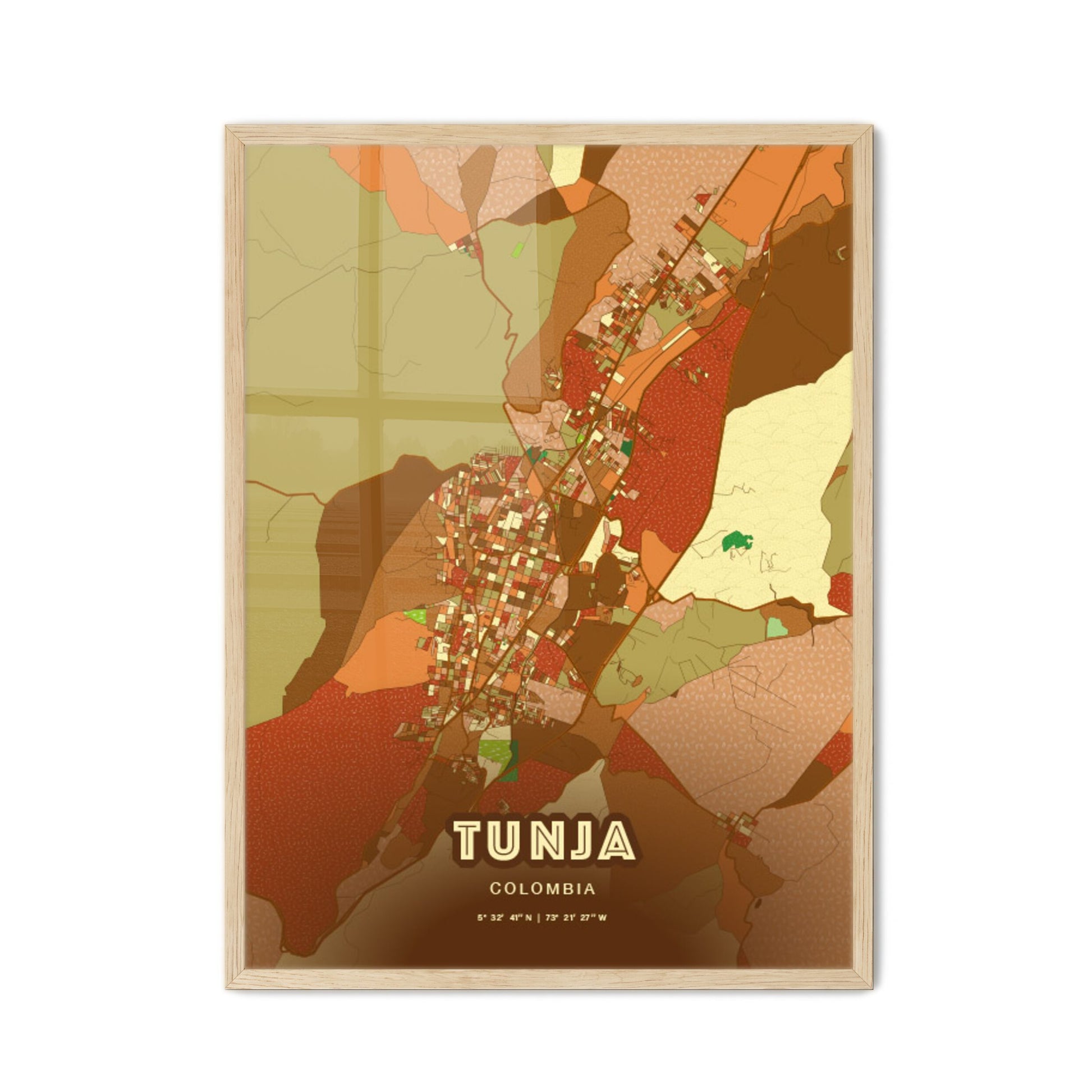 Colorful TUNJA COLOMBIA Fine Art Map Farmhouse