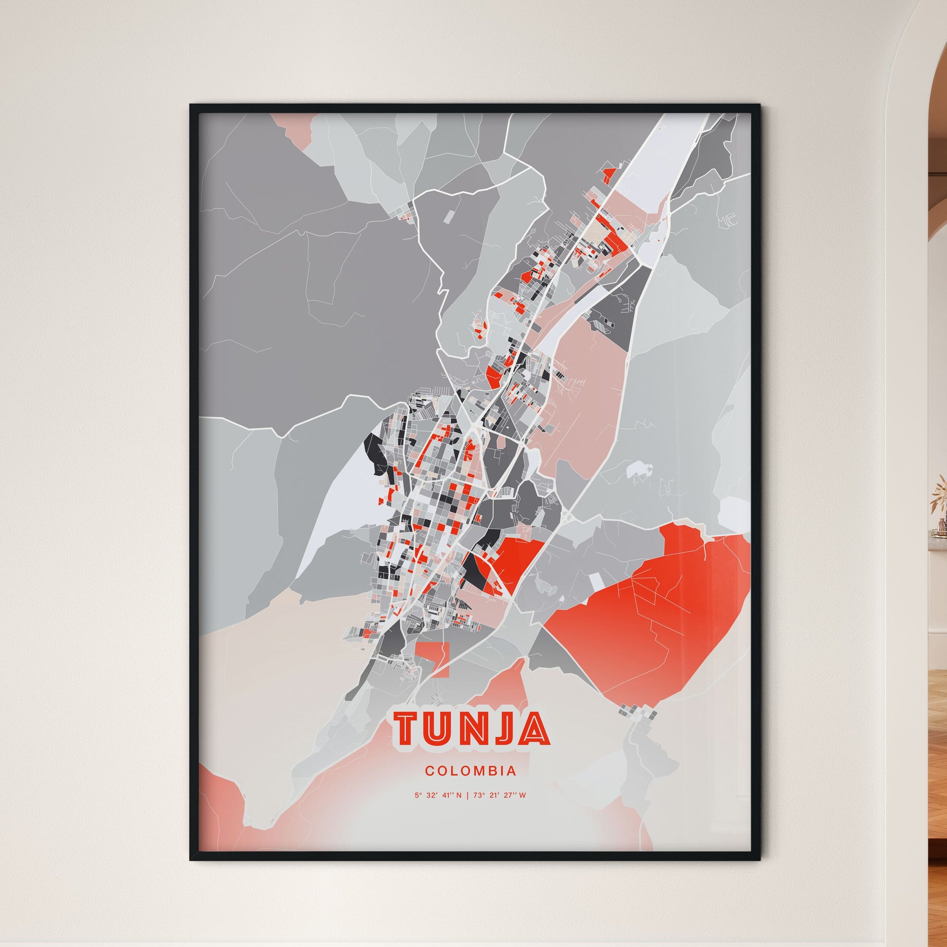 Colorful TUNJA COLOMBIA Fine Art Map Modern