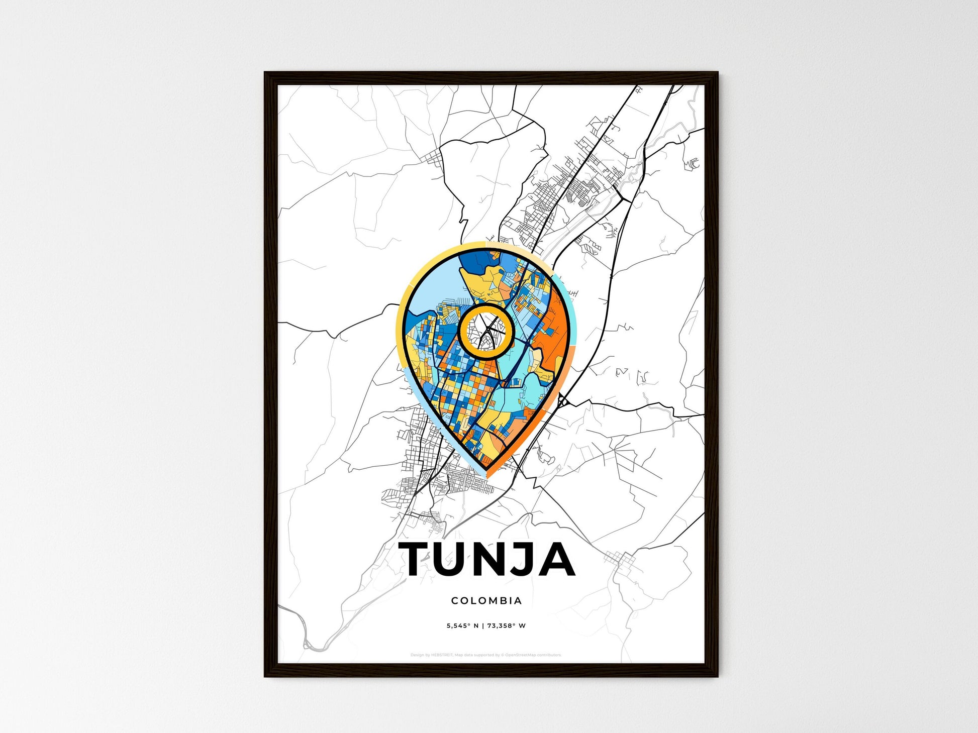 TUNJA COLOMBIA minimal art map with a colorful icon. Style 1