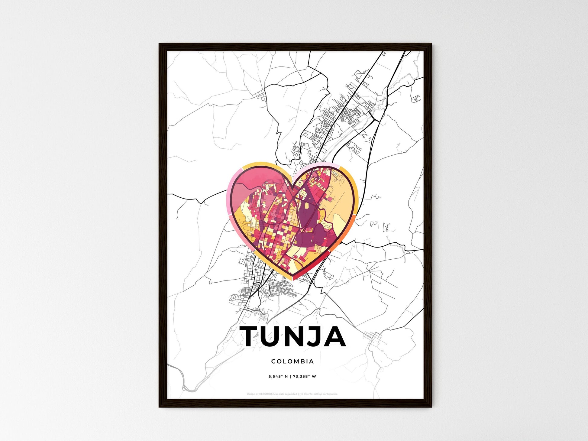 TUNJA COLOMBIA minimal art map with a colorful icon. Style 2