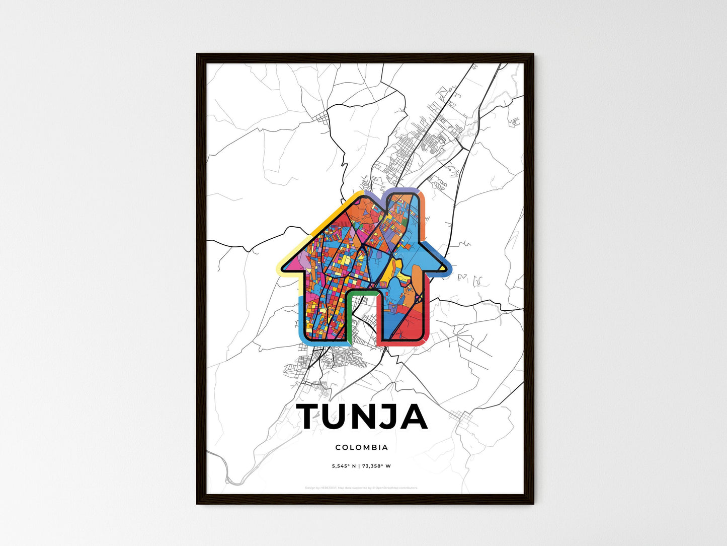 Tunja Colombia wedding art map with home icon