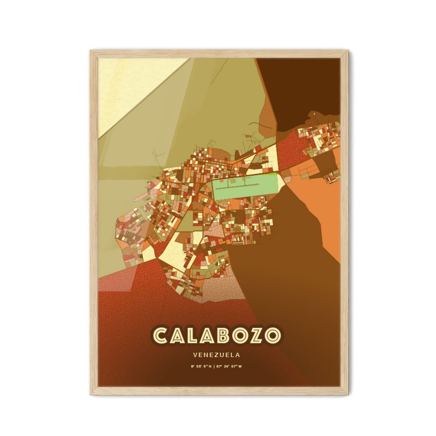 Colorful CALABOZO VENEZUELA Fine Art Map Farmhouse