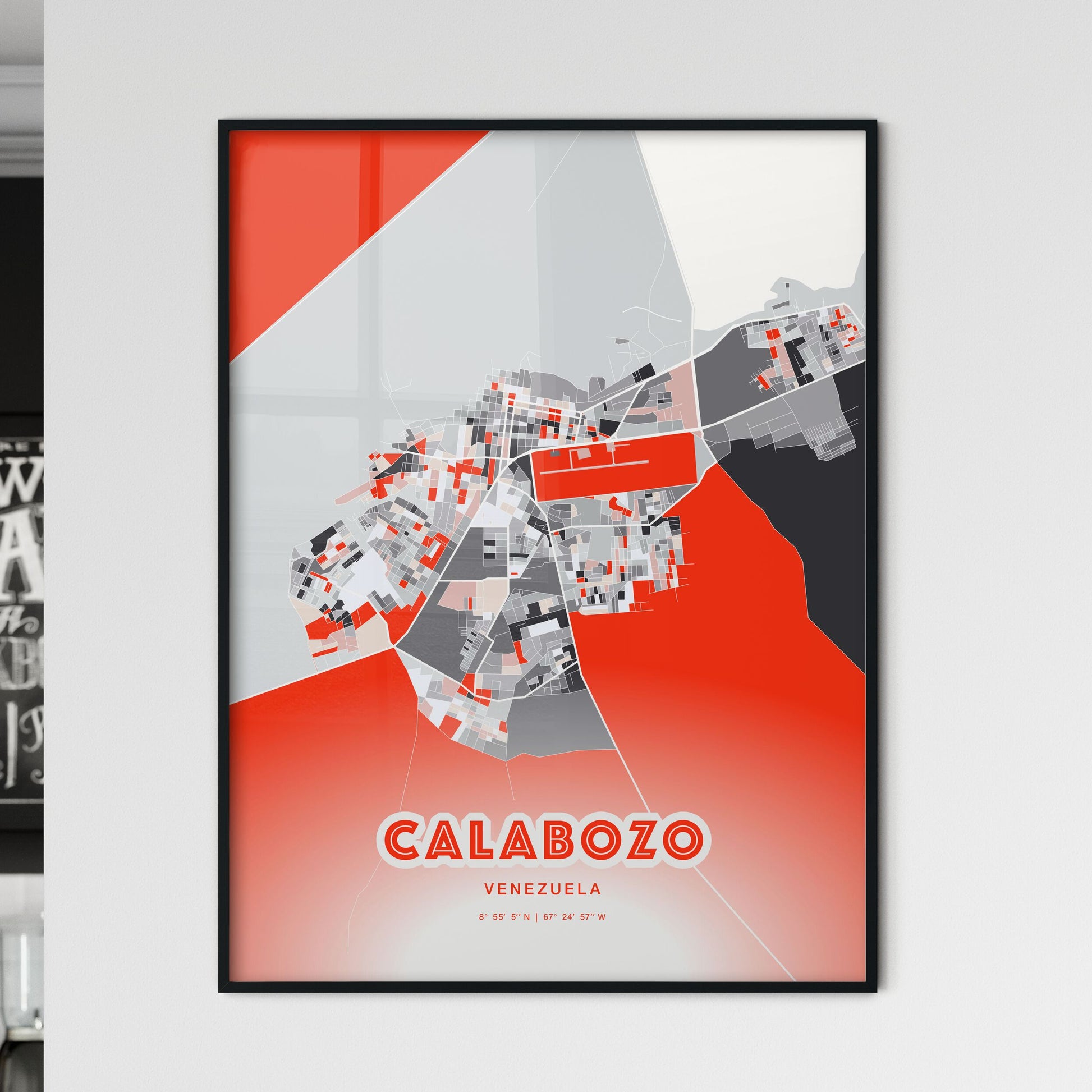 Colorful CALABOZO VENEZUELA Fine Art Map Modern